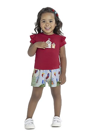 CONJUNTO BLUSINHA E SHORTS CASINHA