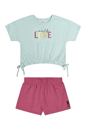 CONJUNTO CROPPED E SHORTS LOVE