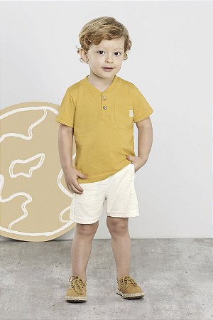 CONJUNTO BATA E BERMUDA AMARELO