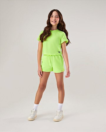 CONJUNTO BLUSA E SHORTS AMARELO CANDY