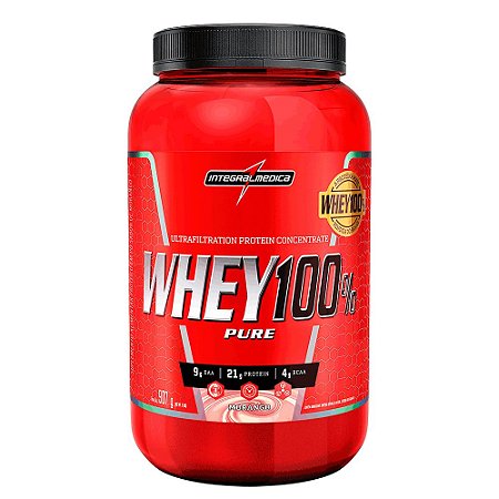 Whey Protein Concentrado Integralmédica - Whey 100% Pure sabor morango 907g