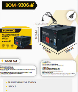 TRANSFORMADOR 7000VA BIVOLT BOM-9306