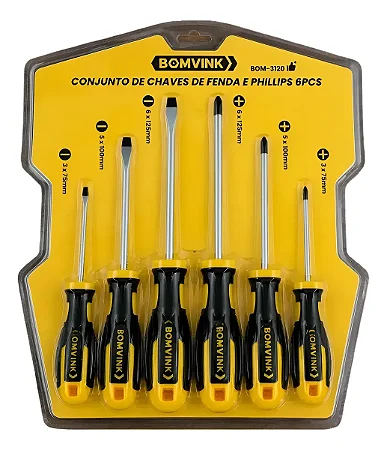 CONJ 6 CHAVES DE FENDA/PHILLIPS BOM-3120