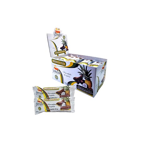 Barra de Fruta Abacaxi c/Coco e Choco meio Amargo Diet Famoso 21g display c/25 unids