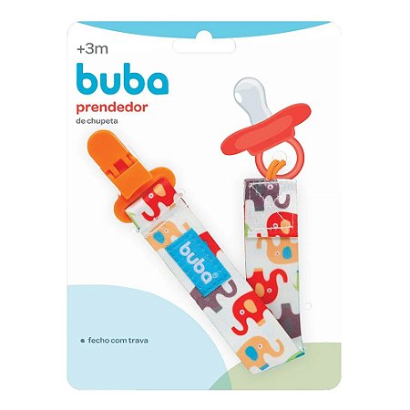 Prendedor De Chupeta Em Fita Elefante Laranja Buba - 7477