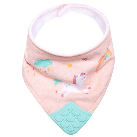 Babador Bandana Forro Atoalhado E Mordedor Unicórnio Buba