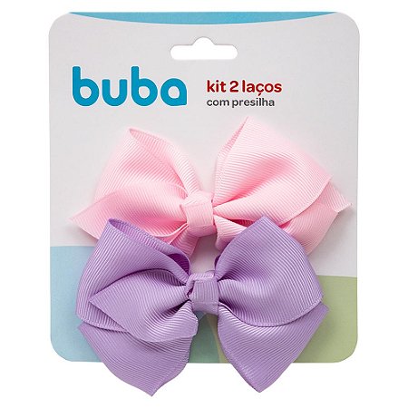 Kit 2 Laços Com Presilha Infantil Rosa e Lilás Buba