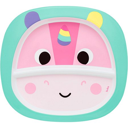Pratinho Buba Zoo Infantil Estampado Rosa Unicórnio