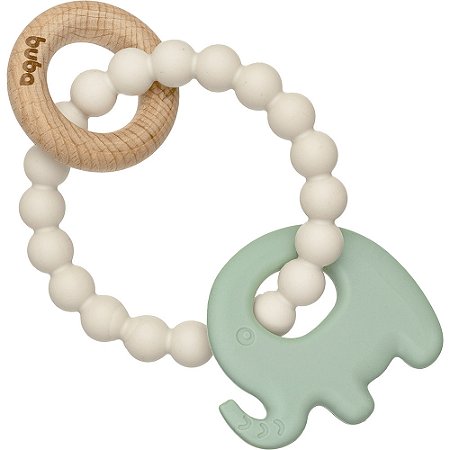 Mordedor Em Silicone E Bambu Elefante Verde Buba