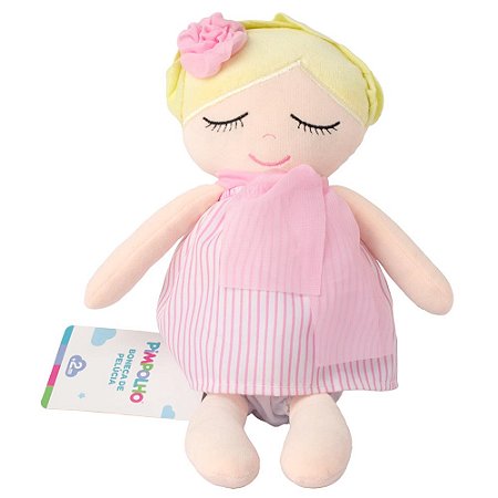 Boneca De Pelúcia 30cm Rosa Pimpolho