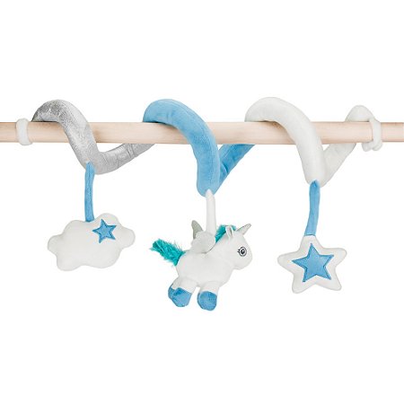 Móbile Espiral Mola Carrinho Berço Unicórnio Azul Pimpolho