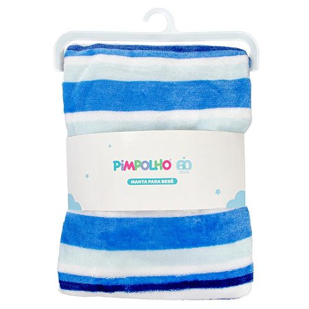 Mantinha Antialérgica Bebê Listras Azul Menino Pimpolho