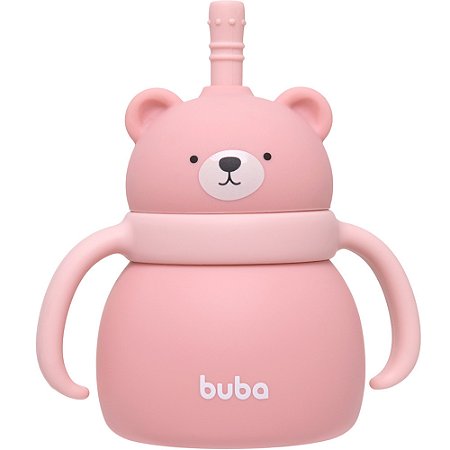 Copo Ursinho Menina em Silicone com Canudo 6m+ Buba