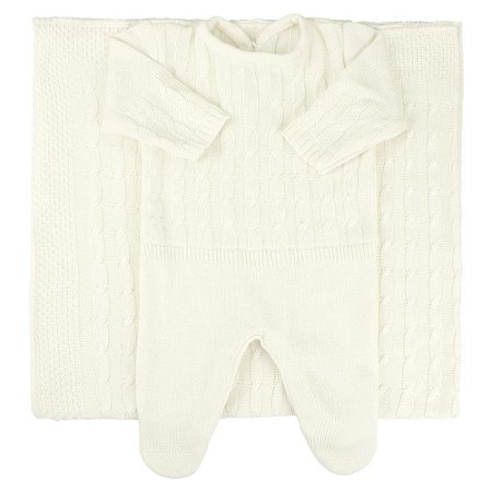 Macacão Manta Saída Maternidade Unissex Off White Pimpolho