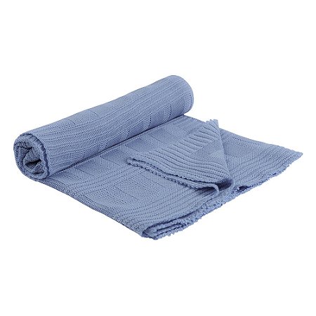 Manta De Tricô Infantil Bebê Menino Azul Pimpolho