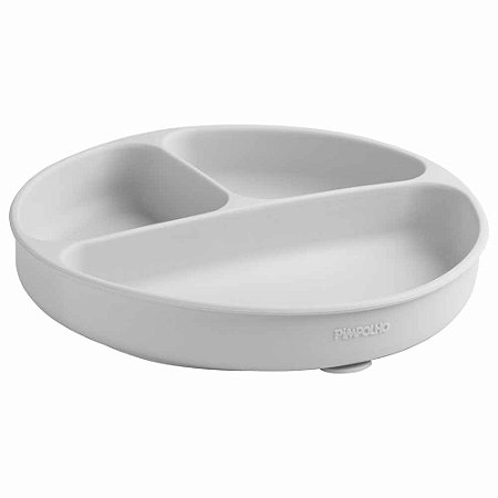 Prato De Silicone Divisória E Ventosa Soft Cinza Pimpolho