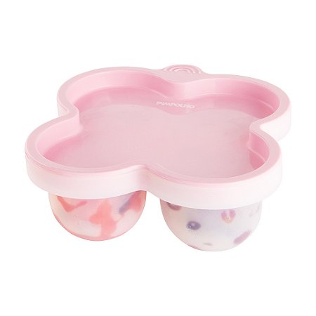 Porta Papinha Silicone Com Tampa Para Congelar Rosa Pimpolho