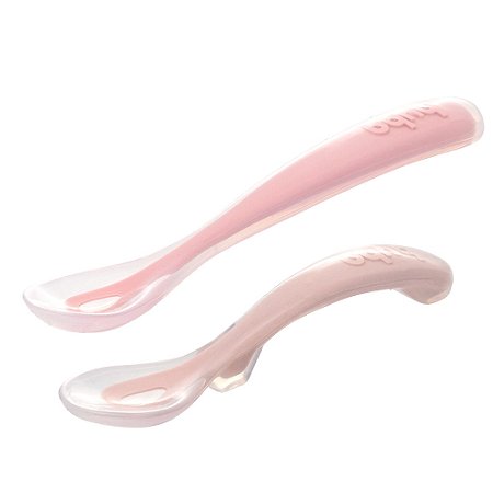 Kit 2 Colheres Em Silicone Fase 1 E 2 Rosa Buba