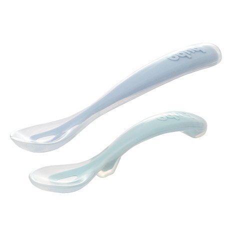 Kit 2 Colheres Em Silicone Fase 1 E 2 Azul Buba