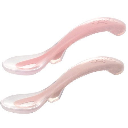 Kit 2 Colheres Em Silicone Fase 2 Rosa Buba