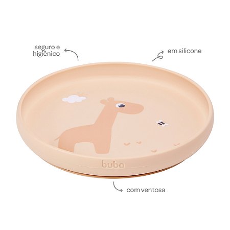 Pratinho Em Silicone Com Ventosa Cloudy Bege