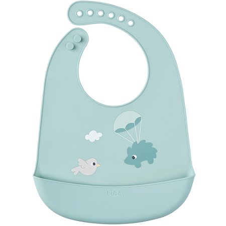 Babador Em Silicone Com Pega Migalhas Cloudy Verde Buba