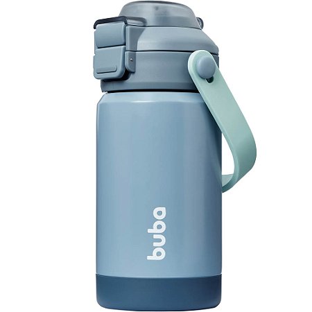 Copo Térmico Parede Dupla Com Bico E Canudo Ocean Azul Buba