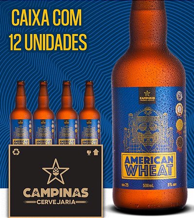 Caixa Fechada com 12 unid. da CAMPINAS American Wheat - 500ml