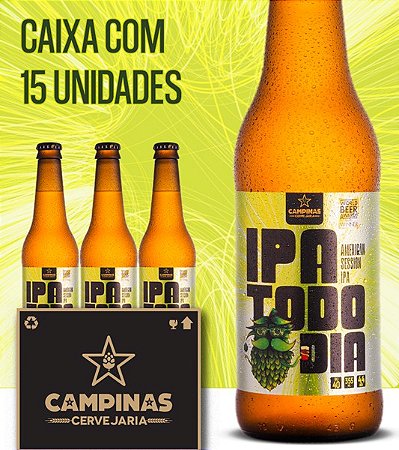 Caixa de Cerveja Artesanal - CAMPINAS IPA Todo Dia Session Ipa 355ml - 15 unidades