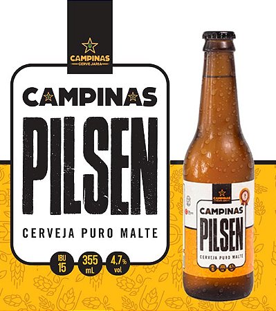 Pack de cerveja artesanal da CAMPINAS com 6 CAMPINAS Pilsen 355ml