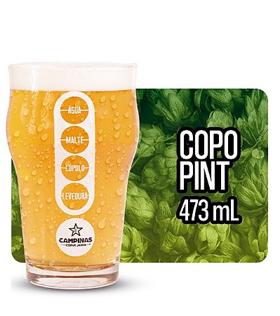 Copo Pint Nonic Ingredientes Cervejaria CAMPINAS - 473ml