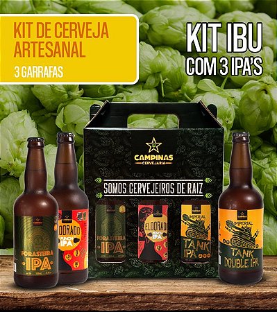 KIT "IBU" de Cerveja Artesanal - KIT com 3 IPAs de 500ml