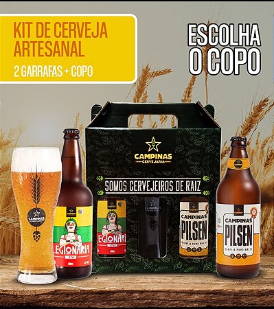 Kit de Cerveja artesanal de Pilsen 600ml + Legionária Weizen + Copo à sua escolha