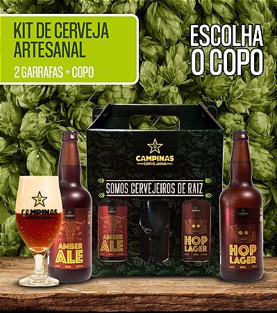 Cerveja Artesanal Kit com Amber Ale + Hop Lager + copo à sua escolha - Loja de  Cerveja Artesanal da Cervejaria CAMPINAS.