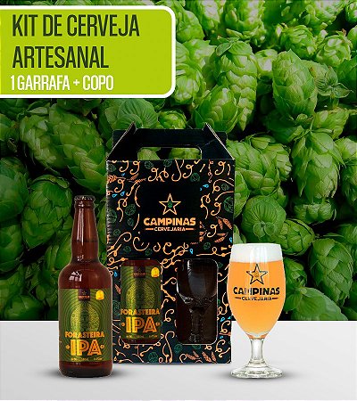 Kit de Cerveja artesanal com CAMPINAS Forasteira IPA 500ml + Copo à sua escolha