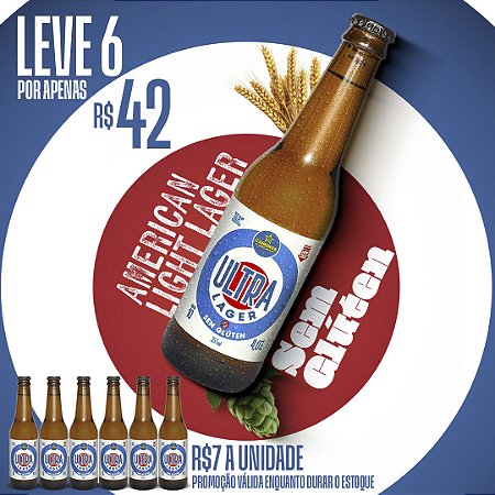 Pack de cerveja artesanal da CAMPINAS - 6 Ultra Lager - sem glúten - 355ml