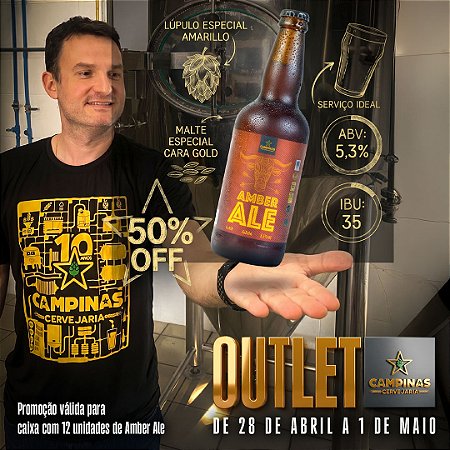 OUTLET CAMPINAS 50%OFF - Caixa de Cerveja Artesanal - CAMPINAS American Amber Ale 500ml - 12 unidades