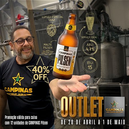 OUTLET CAMPINAS 40%OFF - Caixa de Cerveja Artesanal - CAMPINAS Pilsen 600ml - 12 unidades