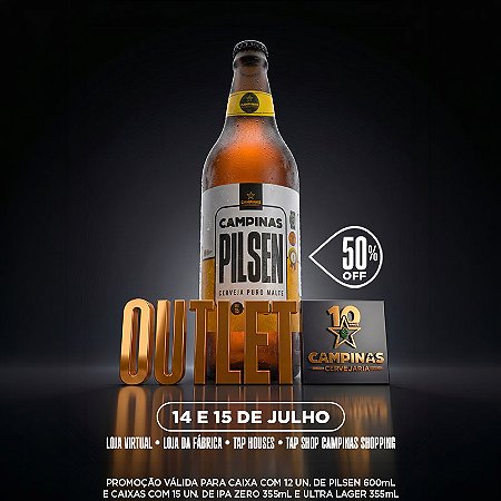 OUTLET DA CAMPINAS 50% OFF - Caixa de Cerveja Artesanal - CAMPINAS Pilsen 600ml - 12 unidades