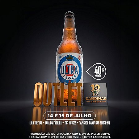 OUTLET DA CAMPINAS 40% OFF - Caixa de Cerveja Artesanal Sem Glúten - CAMPINAS Ultra Lager 355ml - 15 unidades