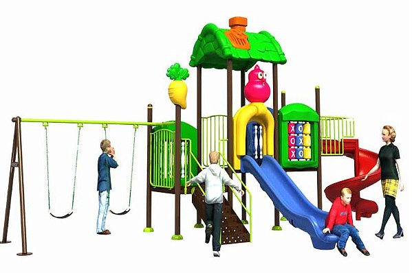 Playground Slide com Balanço Duplo