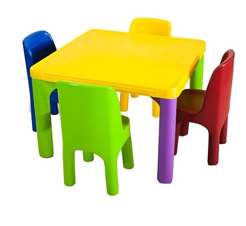 Mesa infantil com 4 cadeiras - Atlântica Didática - Artigos, brinquedos e  tudo mais crianças!
