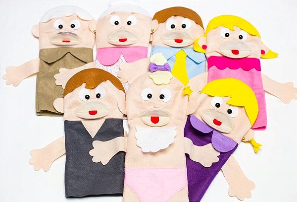 Fantoche Família Branca 7 Peças
