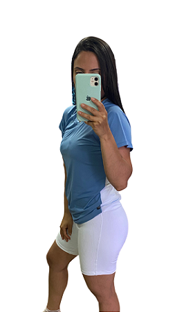 T-SHIRT baby Blue decote TULE