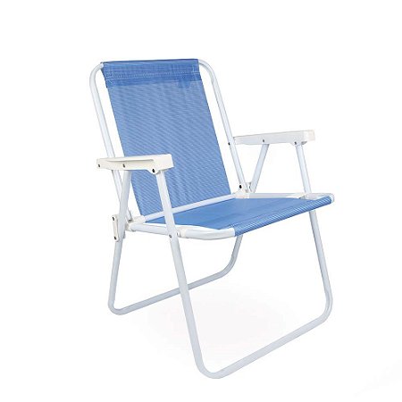 Cadeira De Praia Alta Aço Sannet Azul Mor