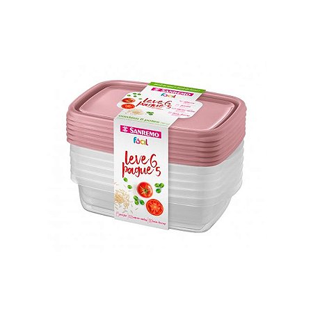 Potes Plástico Hermético Alimentos 785ml Sanremo Kit C/5 Pçs