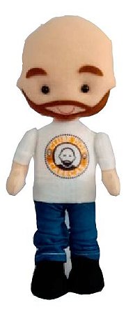 Boneco mascote do Clube dos Carecas Yul com barba