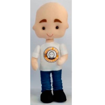 Boneco mascote do Clube dos Carecas Yul sem óculos sem barba