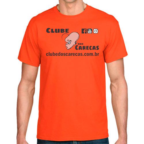 Camiseta Preta Clube dos Carecas Retrô-Laranja