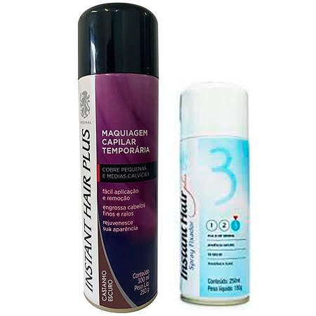 Kit Instant Hair Plus + fixador - Cabelo instantâneo - várias cores